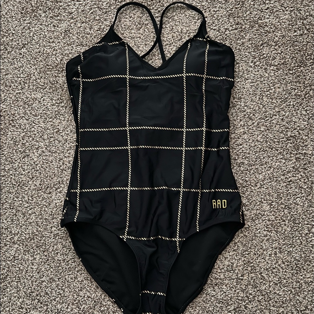 radswim one piece black and gold swimsuit